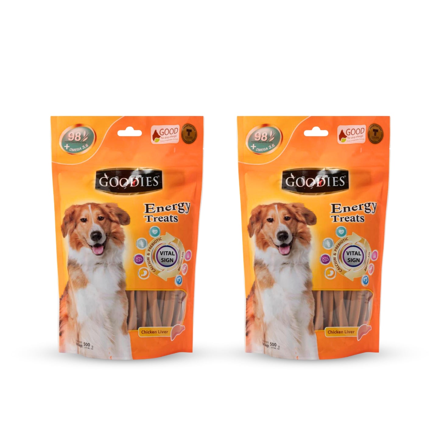 Goodies Energy Dog Treats Chicken Liver - 500gm, Pack of 2