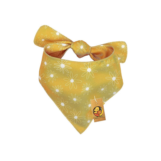 Foodie Puppies Flower Design Yellow Bandana for Large Dogs (24inch)