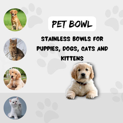 Foodie Puppies Printed Steel Bowl for Pets - 700ml (White), Pack of 2