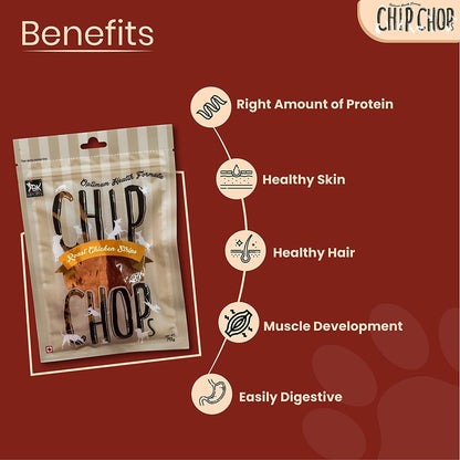 Chip Chops Dog Treats - Roast Chicken Strips (70gm, Pack of 6)