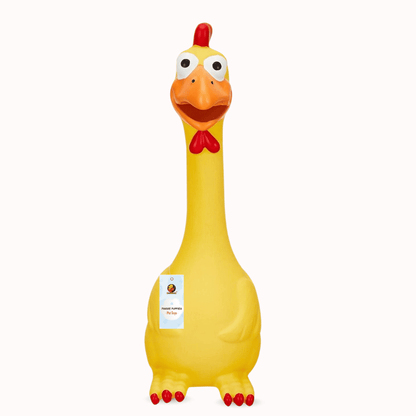 Dog Latex Yellow Long Neck Squeaky Chew Toy for Small to Medium Dogs
