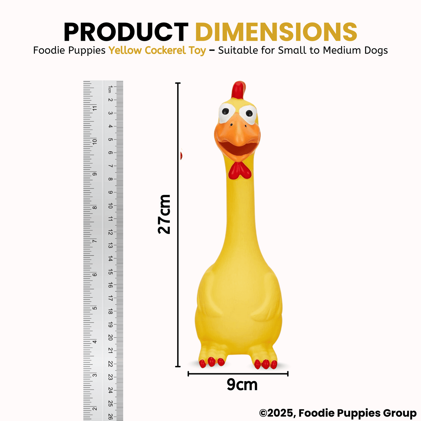 Dog Latex Yellow Long Neck Squeaky Chew Toy for Small to Medium Dogs