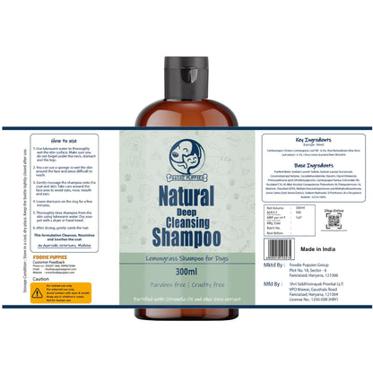Foodie Puppies Natural Deep Cleansing Lemongrass Dogs' Shampoo - 300ml