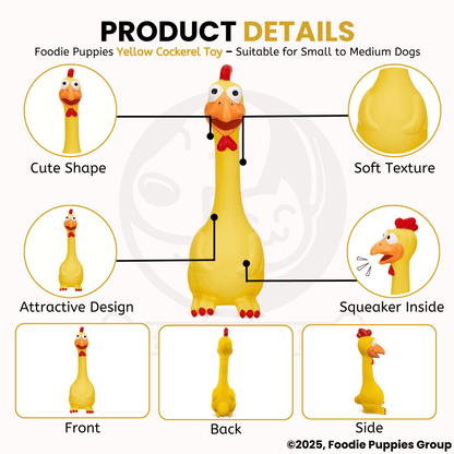 Dog Latex Yellow Long Neck Squeaky Chew Toy for Small to Medium Dogs