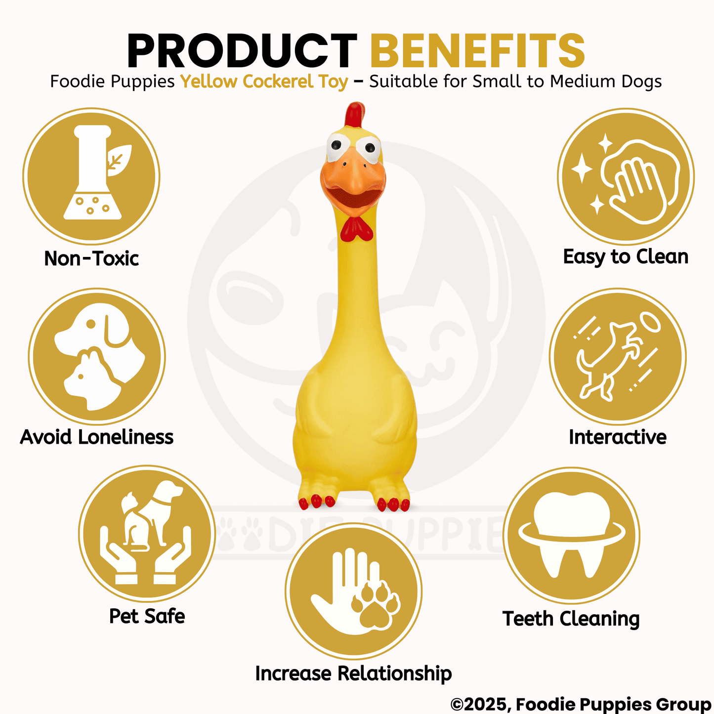 Dog Latex Yellow Long Neck Squeaky Chew Toy for Small to Medium Dogs