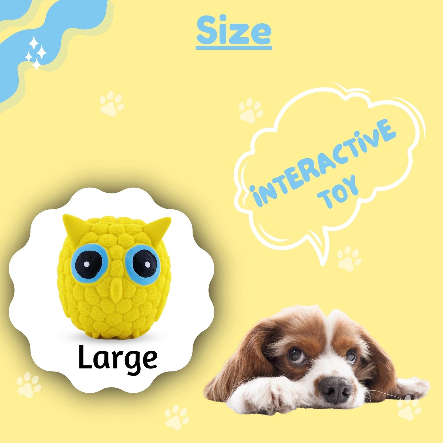 Foodie Puppies Latex Squeaky Toy for Dogs & Puppies - Owl, Large