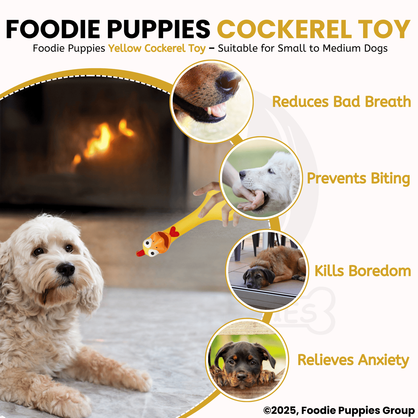 Dog Latex Yellow Long Neck Squeaky Chew Toy for Small to Medium Dogs