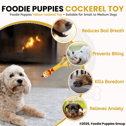 Dog Latex Yellow Long Neck Squeaky Chew Toy for Small to Medium Dogs