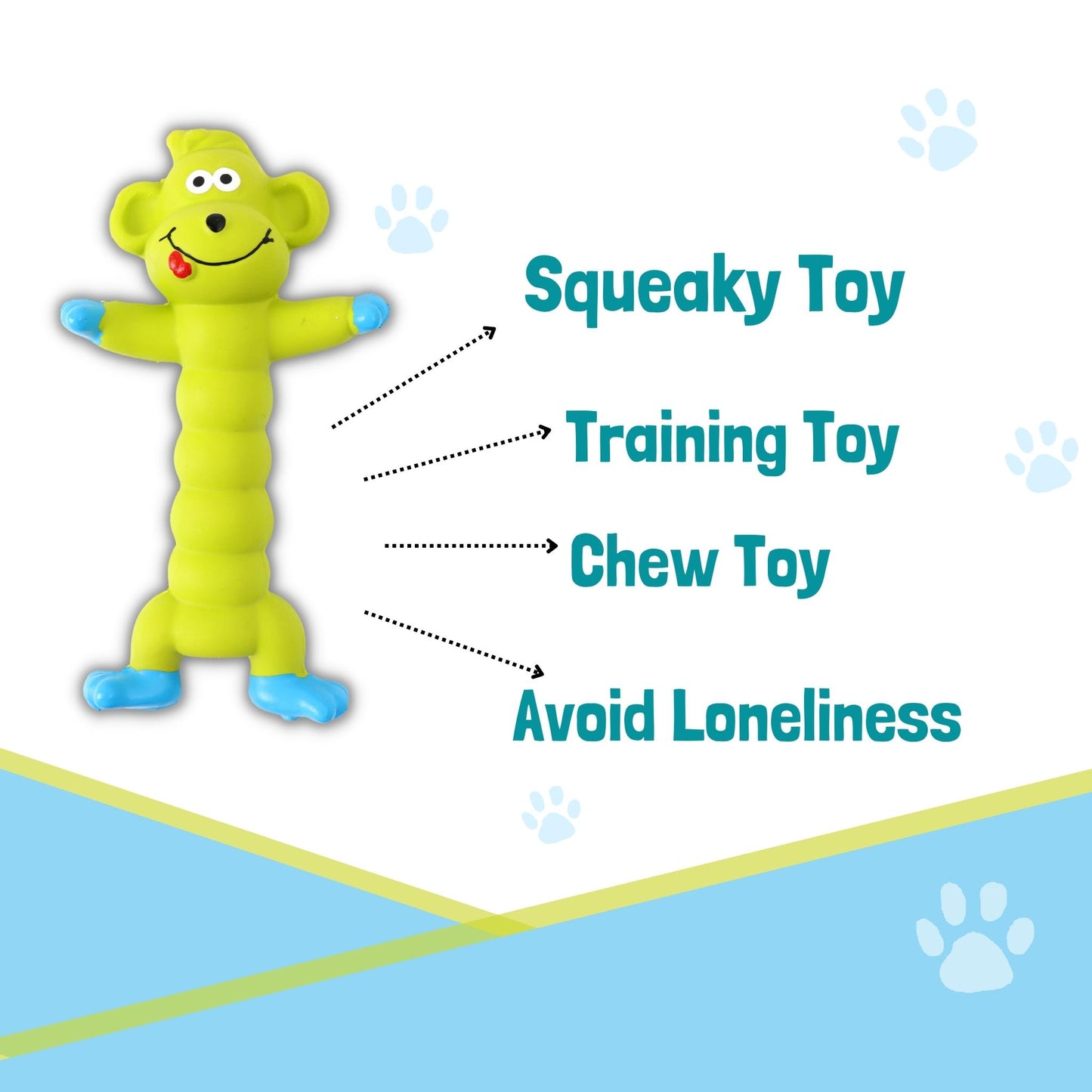 Foodie Puppies Latex Rubber Squeaky Dog Chew Toy - Green Monkey