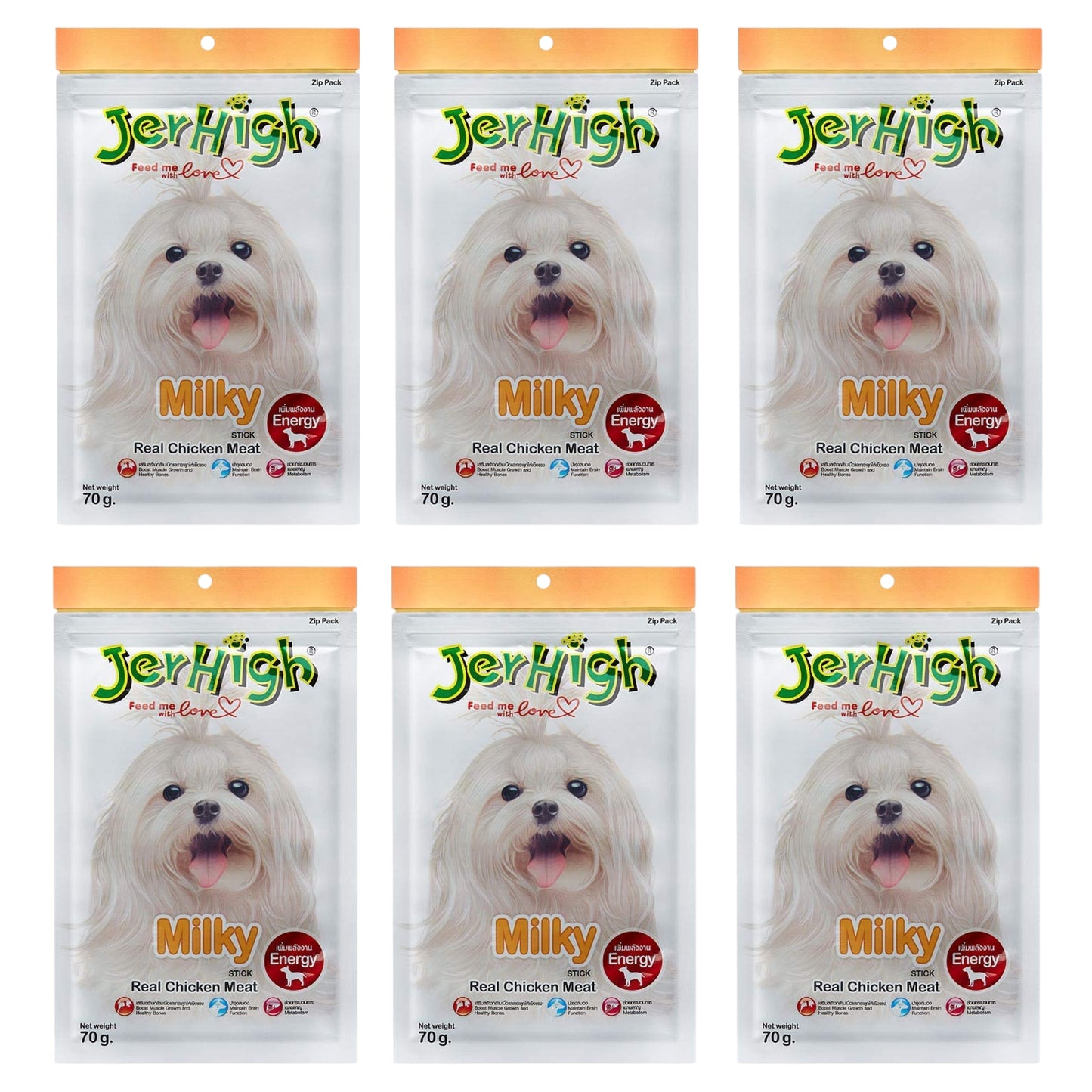 JerHigh Milky Stick Dog Treat with Real Chicken Meat - 70gm, Pack of 6