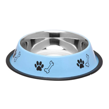 Foodie Puppies Printed Steel Bowl for Pets - 700ml (SkyBlue)