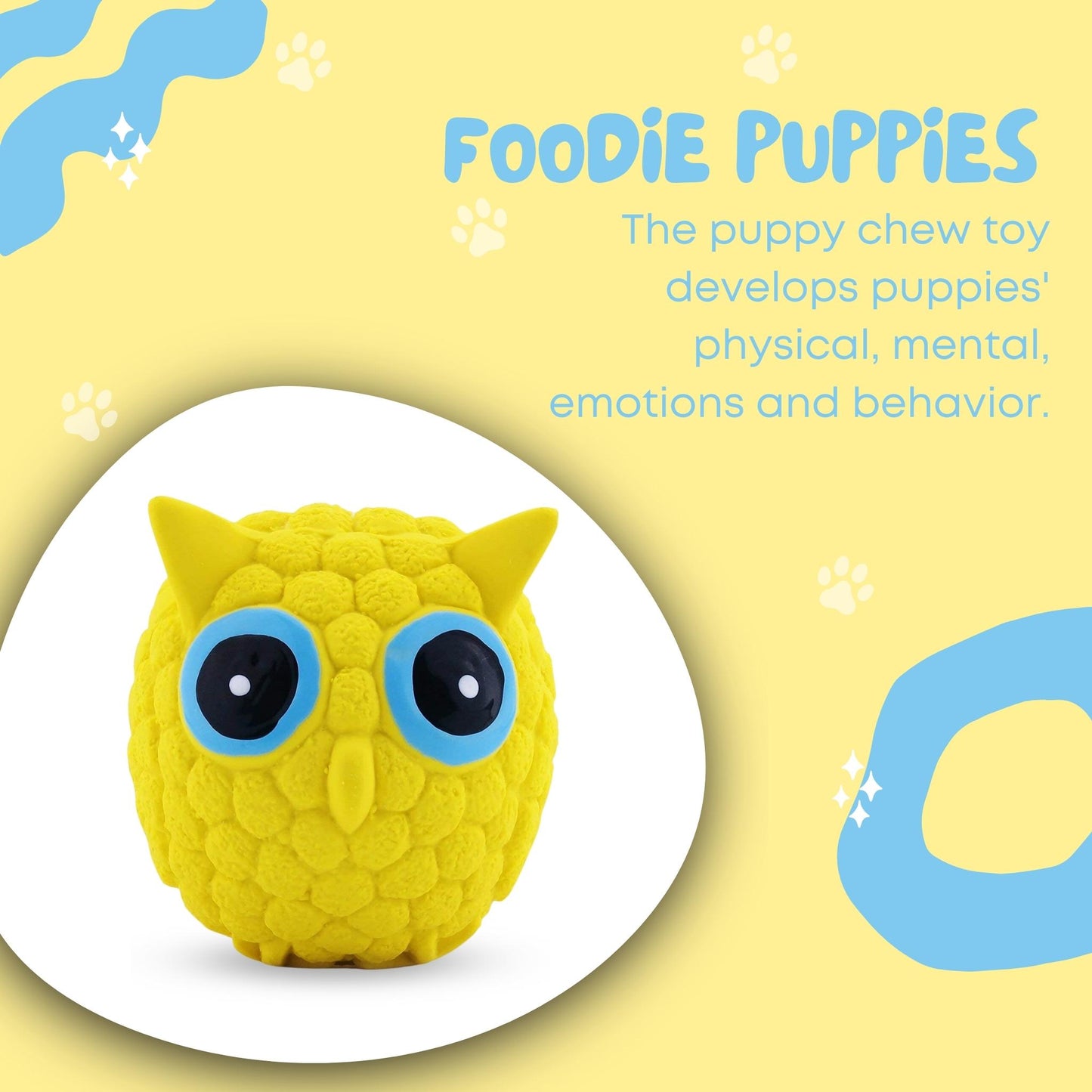 Foodie Puppies Latex Squeaky Toy for Dogs & Puppies - Owl, Large