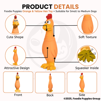 Orange & Yellow Hen Squeaky Dogs Toy