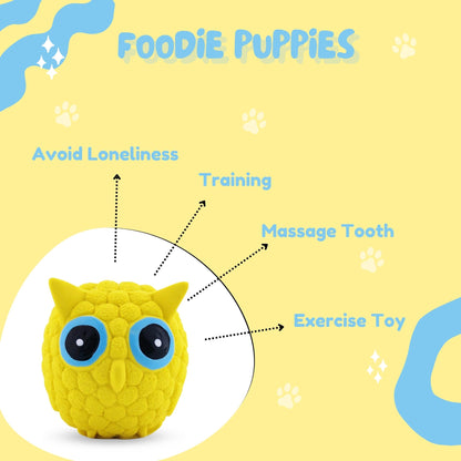 Foodie Puppies Latex Squeaky Toy for Dogs & Puppies - Owl, Small