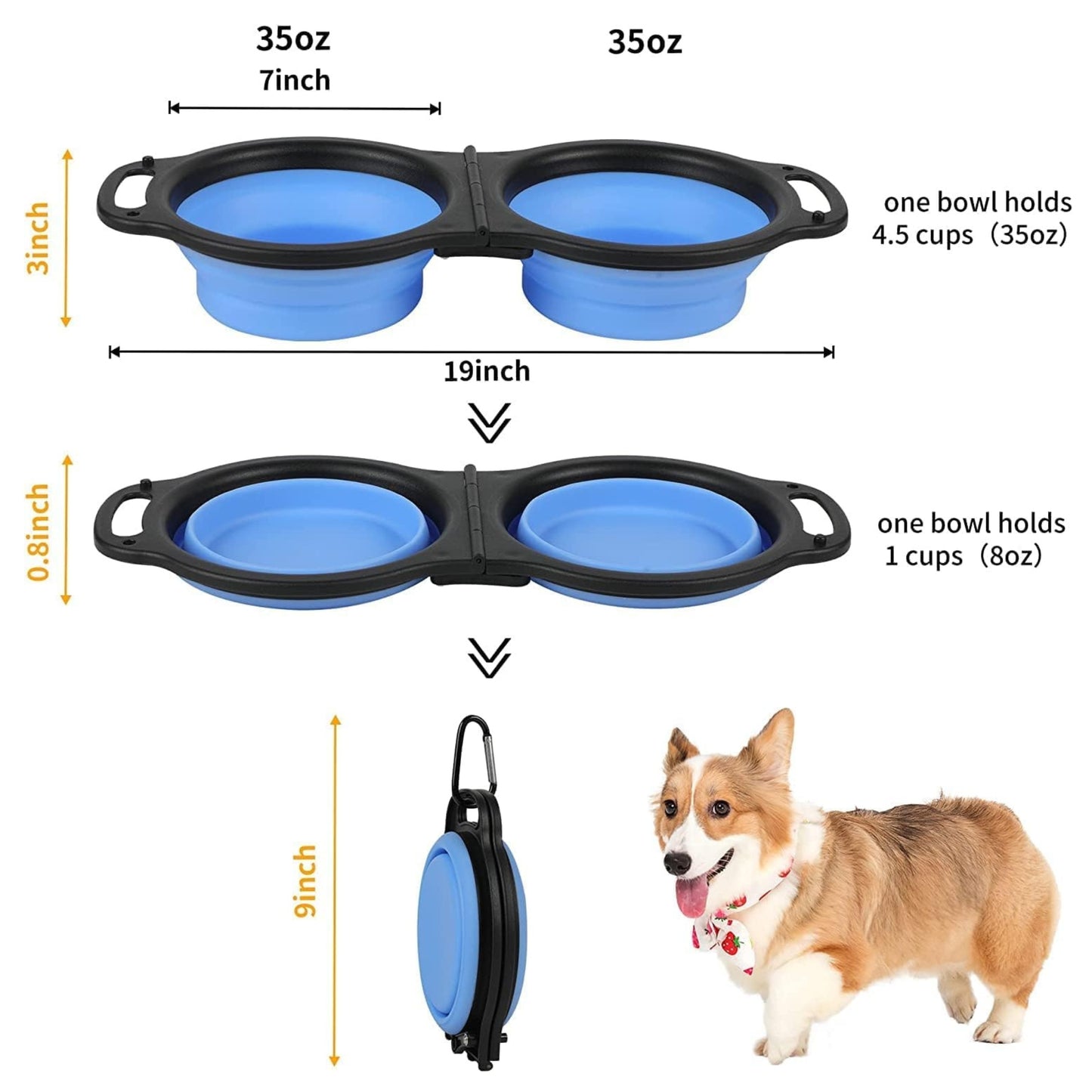Foodie Puppies 2-in-1 Foldable Silicone Dual Pop-Up Bowl
