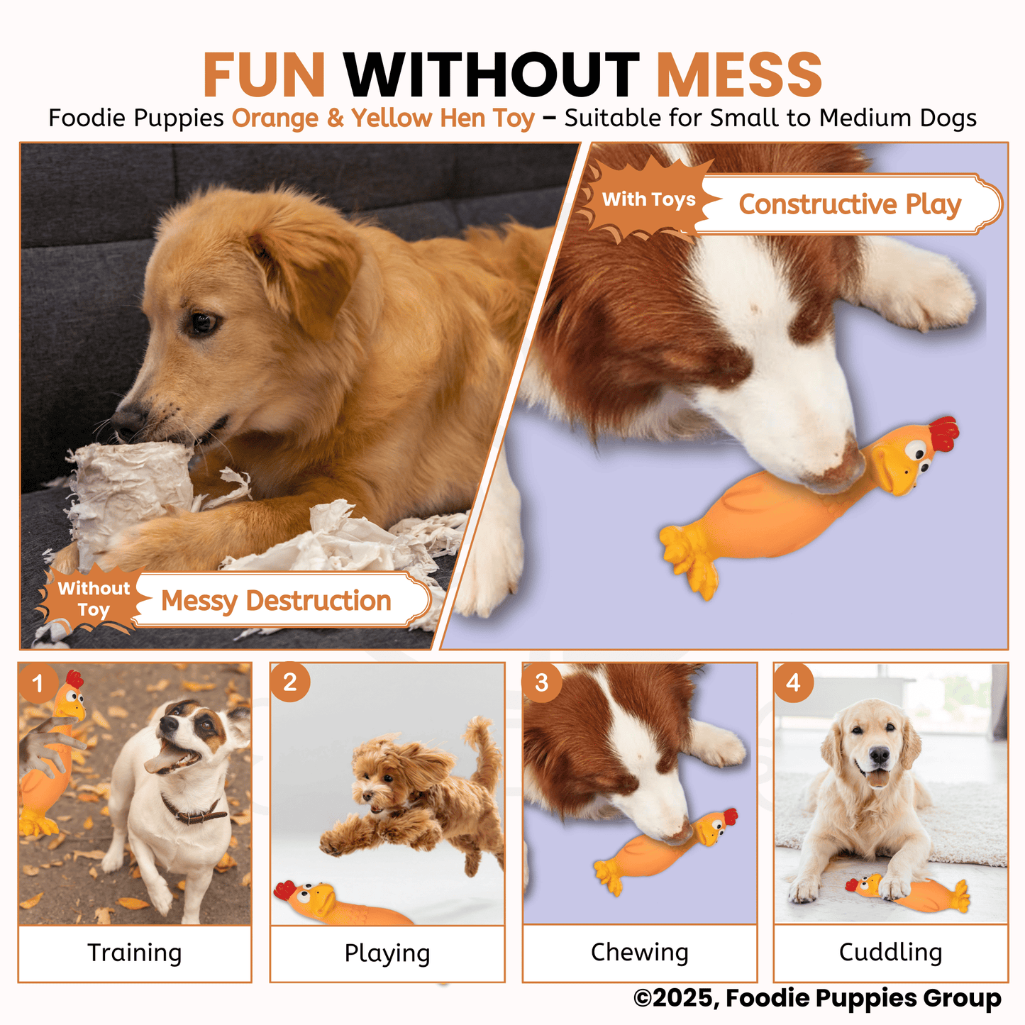 Orange & Yellow Hen Squeaky Dogs Toy