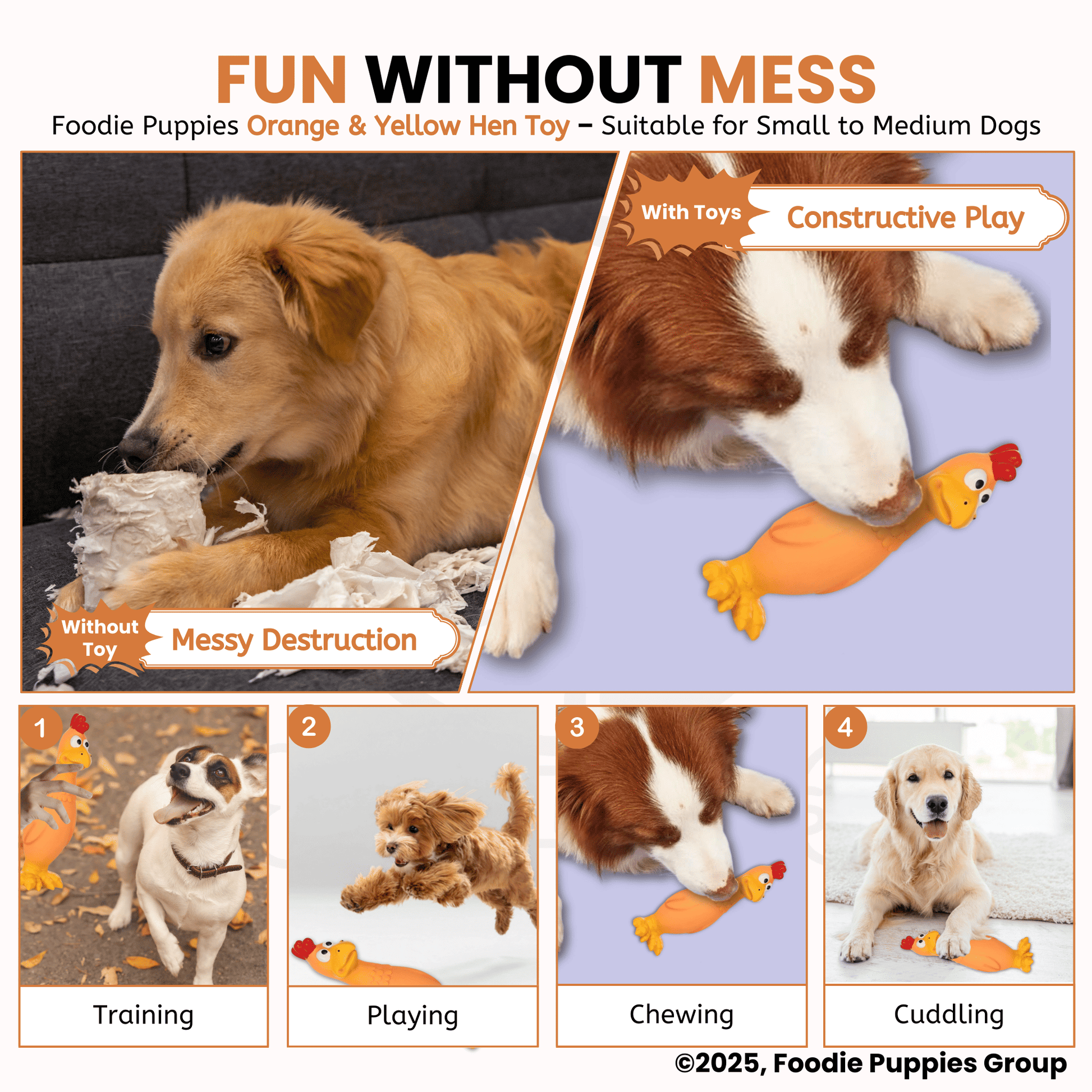 Orange & Yellow Hen Squeaky Dogs Toy