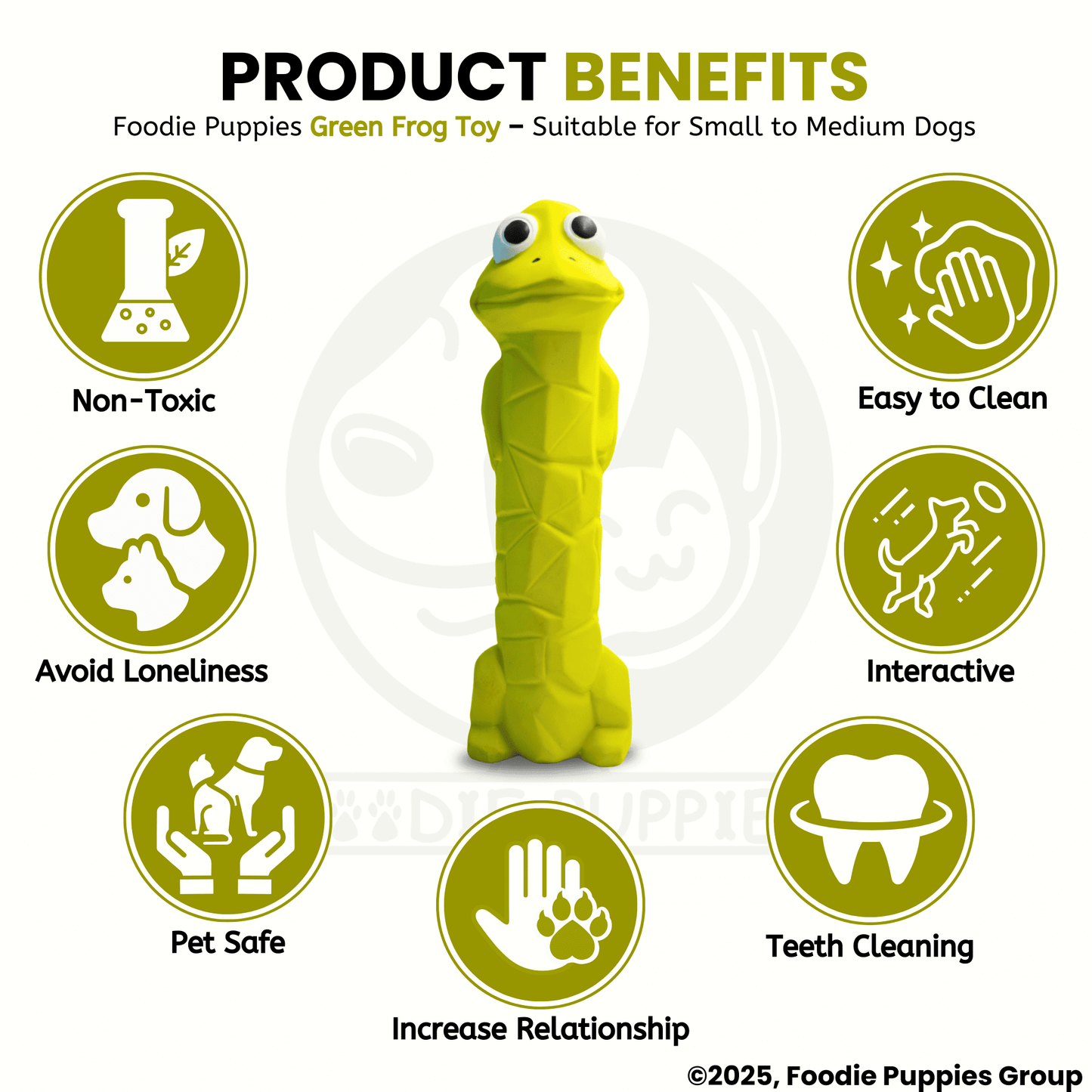 Green Frog Squeaky Chew Latex Rubber Toy for Small Dogs and Puppies