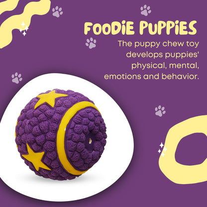 Foodie Puppies Latex Squeaky Toy for Small Dogs - Star Ball, Small
