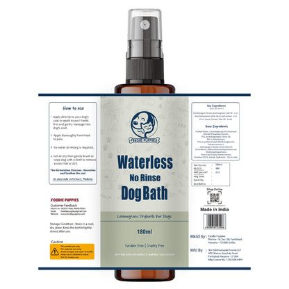 Foodie Puppies Lemongrass Waterless Drybath Spray for Dogs - 180ml