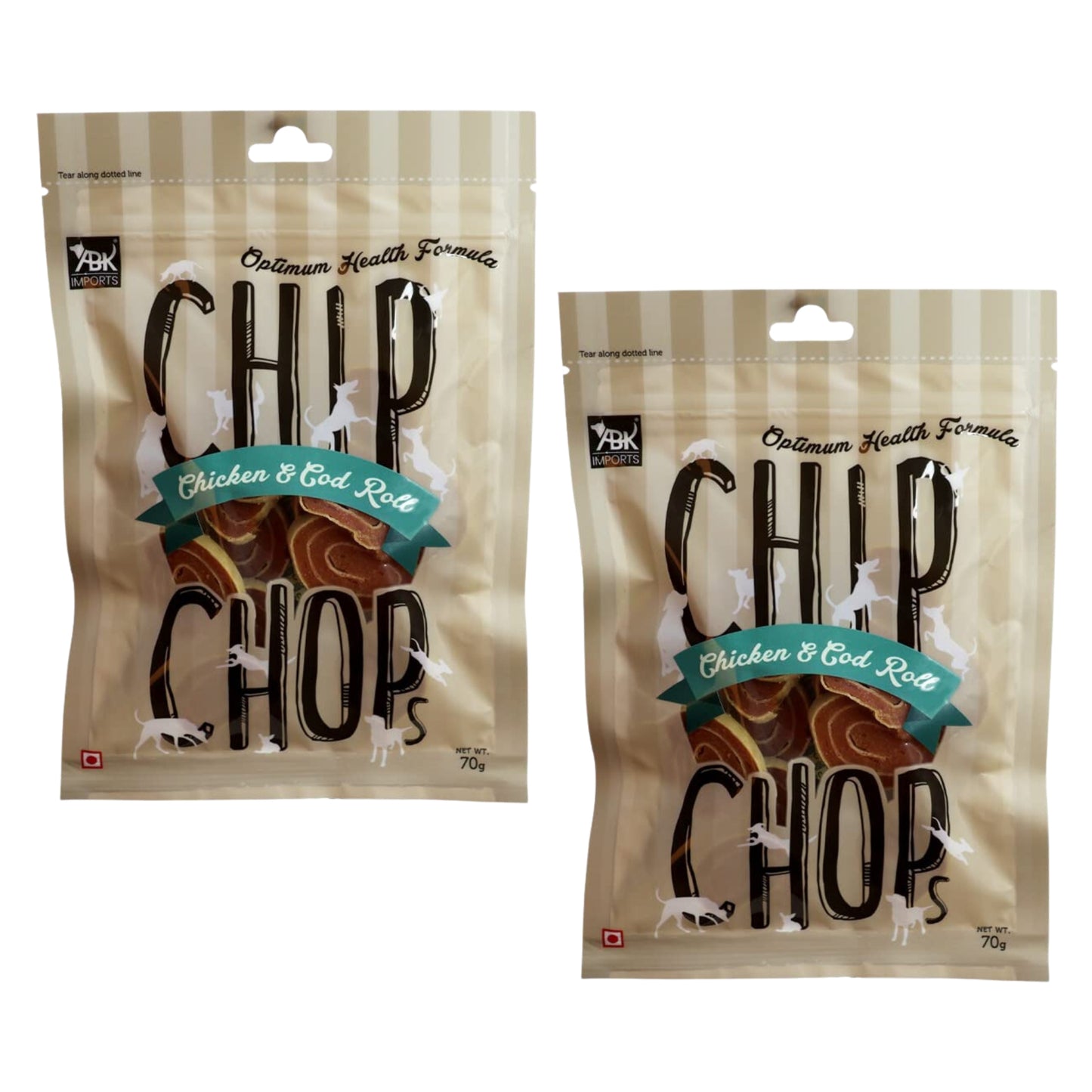 Chip Chops Dog Treats - Chicken & Codfish Roll (70gm, Pack of 2)
