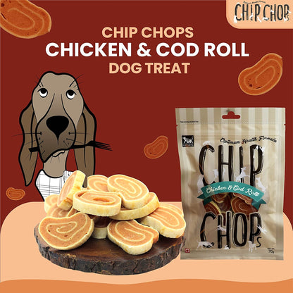 Chip Chops Dog Treats - Chicken & Codfish Roll (70gm, Pack of 3)