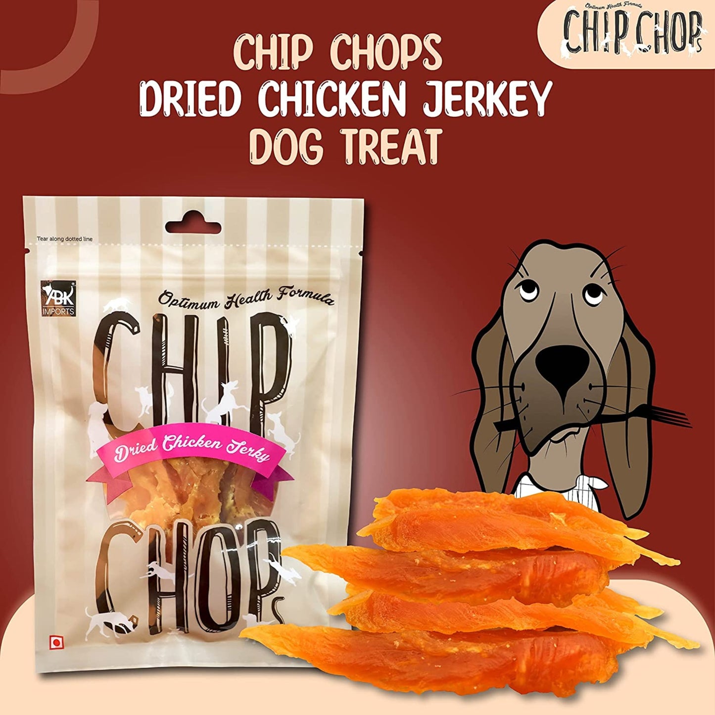 Chip Chops Dog Treats - Sun Dried Chicken Jerky (70gm, Pack of 6)