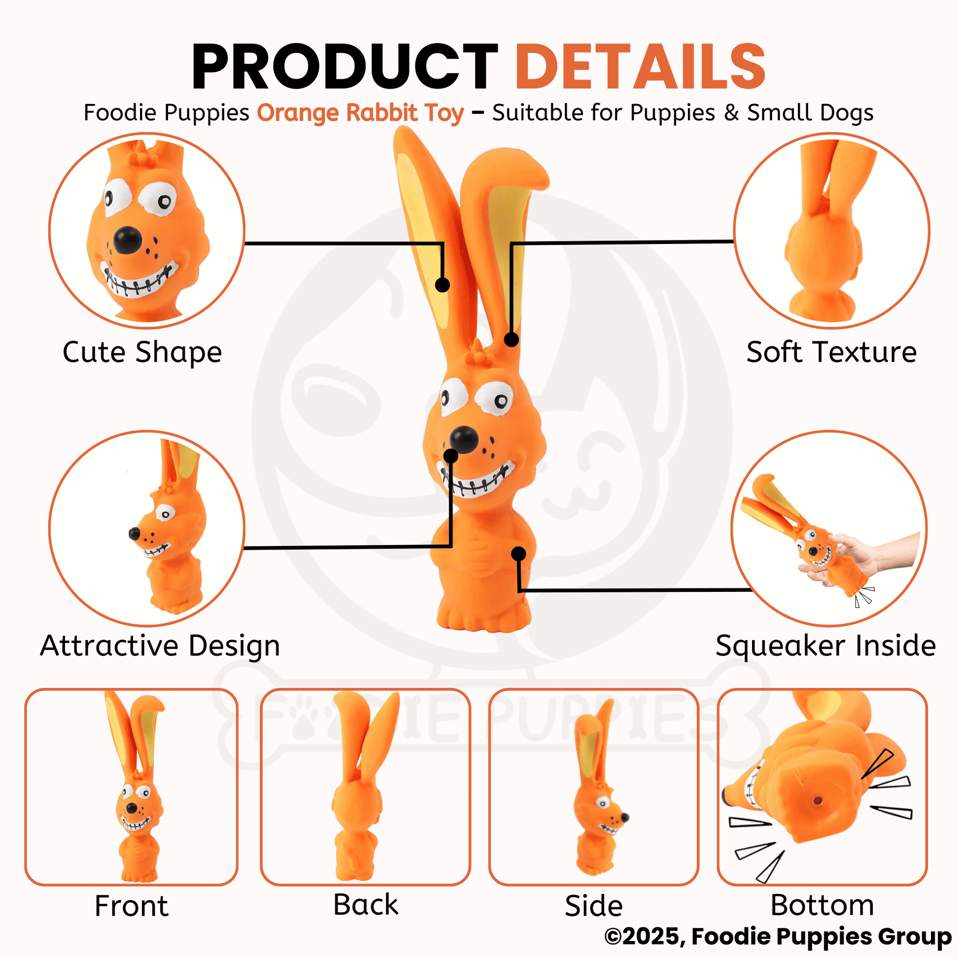 Orange Rabbit Chew Toy 