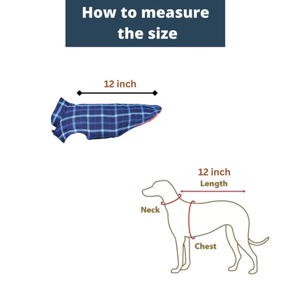 Foodie Puppies Winter Blue Check Jacket for Small Dogs & Puppies - 12inch