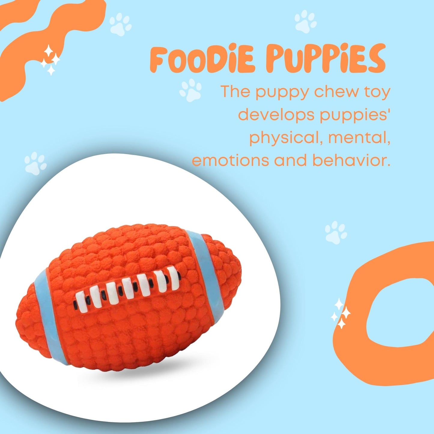 Foodie Puppies Latex Squeaky Toy for Small Dogs & Puppies - Rugby, Small
