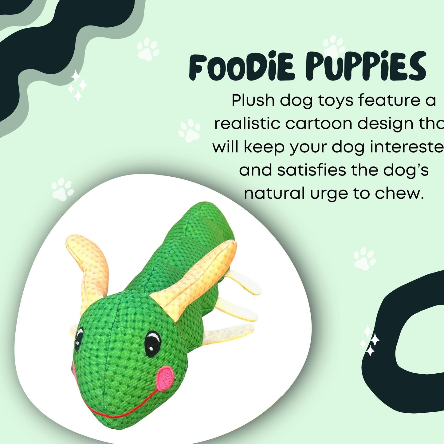 Foodie Puppies Caterpillar Squeaky Plush Dog Toy for Small & Medium Dogs