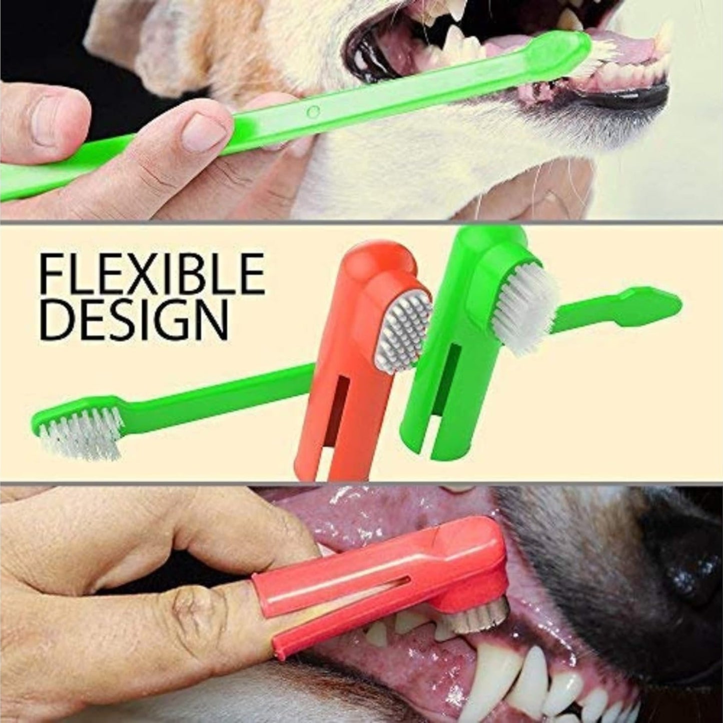 Foodie Puppies 3 Pcs Toothbrush for Dogs and Cats (Color May Vary)