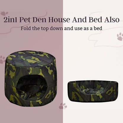 Foodie Puppies Foldable Army Print Den House for Puppies & Dogs (Large)