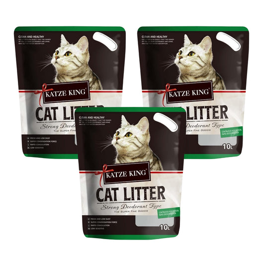 Katze King Strong Apple Fragrance Cat Litter Sand, 7Kg/10L - Pack of 3