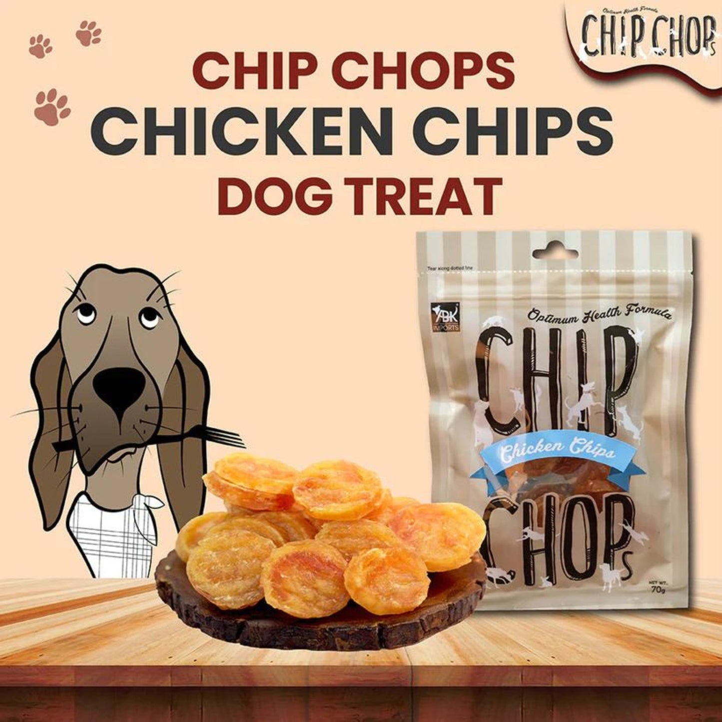 Chip Chops Dog Treats - Chicken Chips (70gm, Pack of 12)