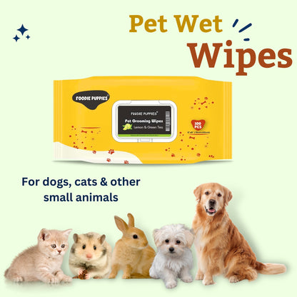 Foodie Puppies Lemon & Green Tea Wipes for Dogs & Puppies - Pack of 5