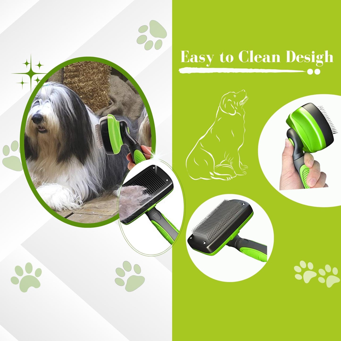 Foodie Puppies Green Slicker Brush for Puppies, Dogs, & Cats - Large