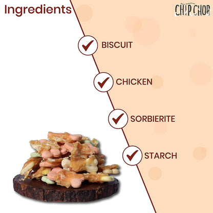 Chip Chops Dog Treats - Biscuit Twined with Chicken (70gm, Pack of 4)