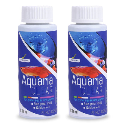 Foodie Puppies Aquatic Remedies Aquaria Clear - 120ml (Pack of 2) | Suitable for Fresh Water | Cloudy Water Remover for Crystal Clear Aquarium Water with Free Key Ring