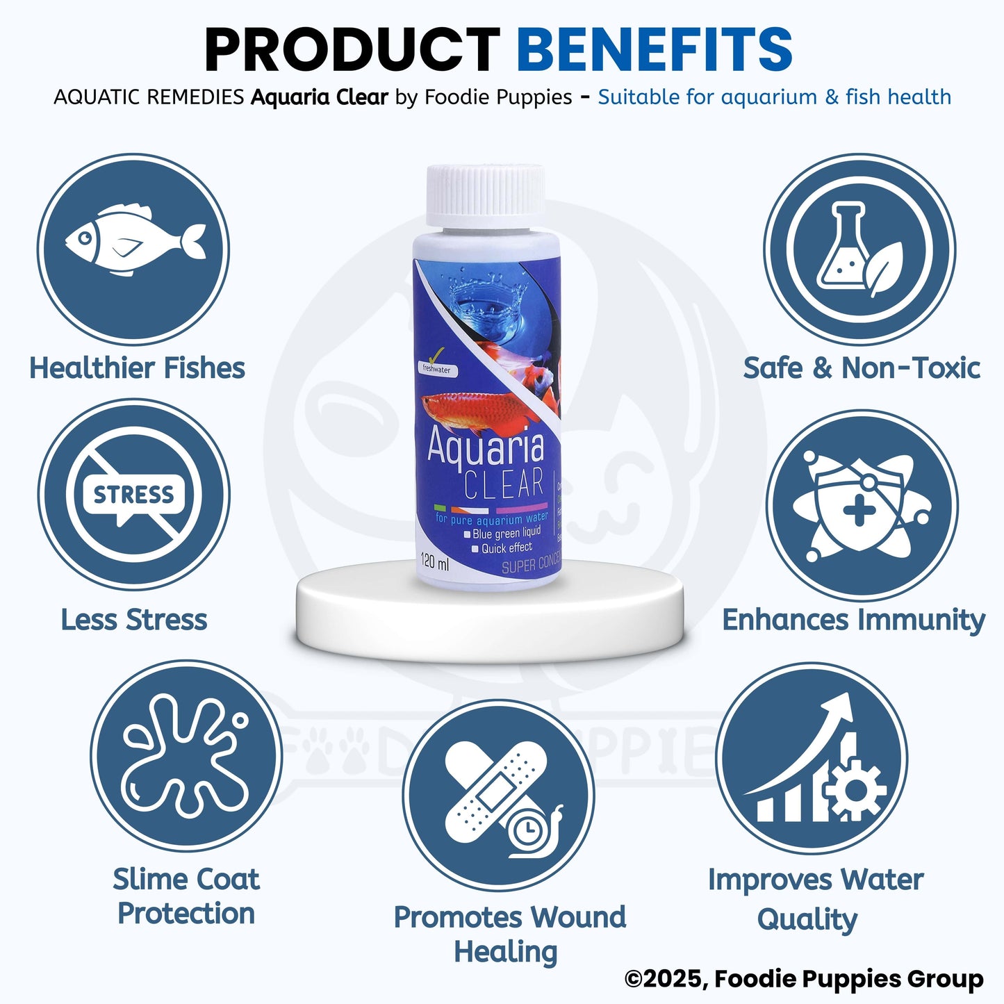 Foodie Puppies Aquatic Remedies Aquaria Clear - 120ml (Pack of 2) | Suitable for Fresh Water | Cloudy Water Remover for Crystal Clear Aquarium Water with Free Key Ring