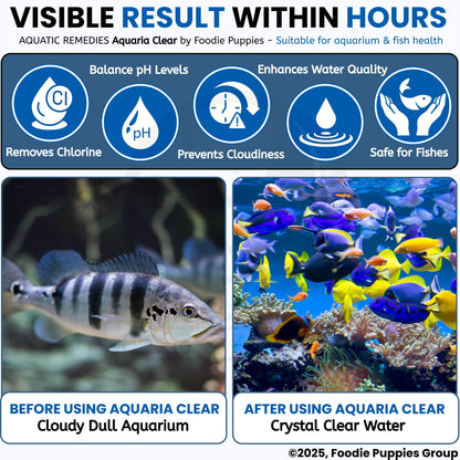 Foodie Puppies Aquatic Remedies Aquaria Clear - 120ml (Pack of 2) | Suitable for Fresh Water | Cloudy Water Remover for Crystal Clear Aquarium Water with Free Key Ring