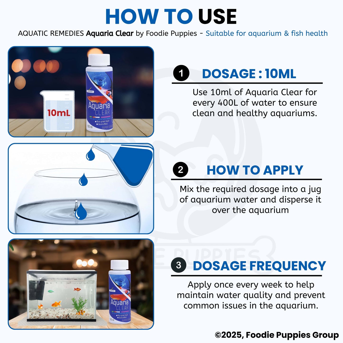 Foodie Puppies Aquatic Remedies Aquaria Clear - 120ml (Pack of 2) | Suitable for Fresh Water | Cloudy Water Remover for Crystal Clear Aquarium Water with Free Key Ring