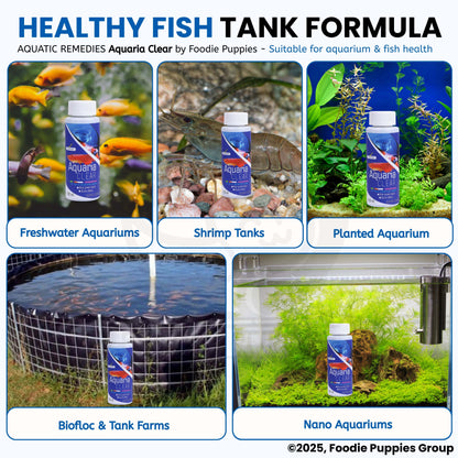 Foodie Puppies Aquatic Remedies Aquaria Clear - 120ml (Pack of 2) | Suitable for Fresh Water | Cloudy Water Remover for Crystal Clear Aquarium Water with Free Key Ring