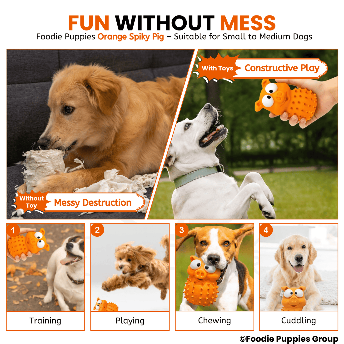 Interactive Big Eyes Pig Squeaky Dog Toy for Puppies and Small to Medium Dogs