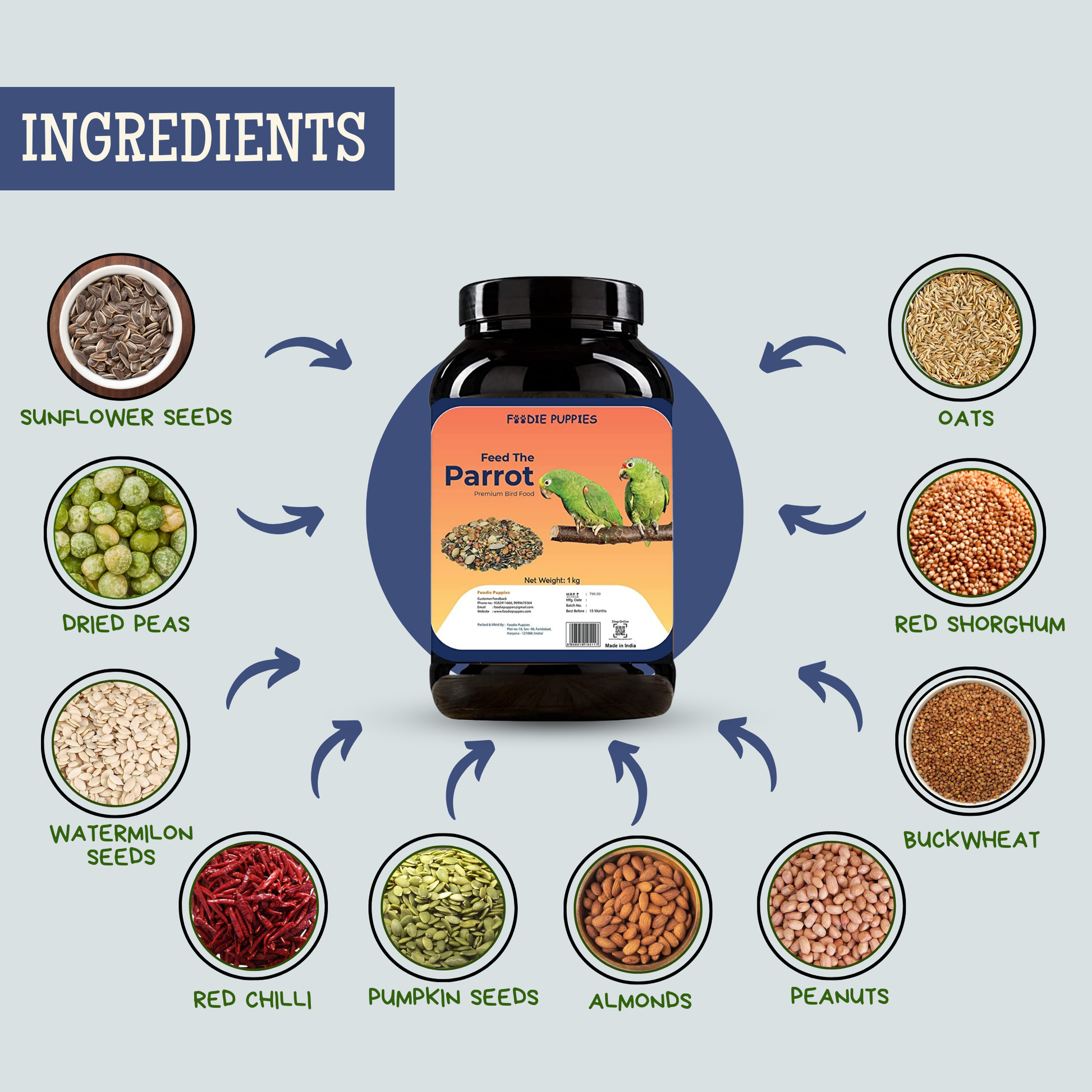 Big Parrot Mix Seeds Kg Premium Bird Food – Foodie Puppies