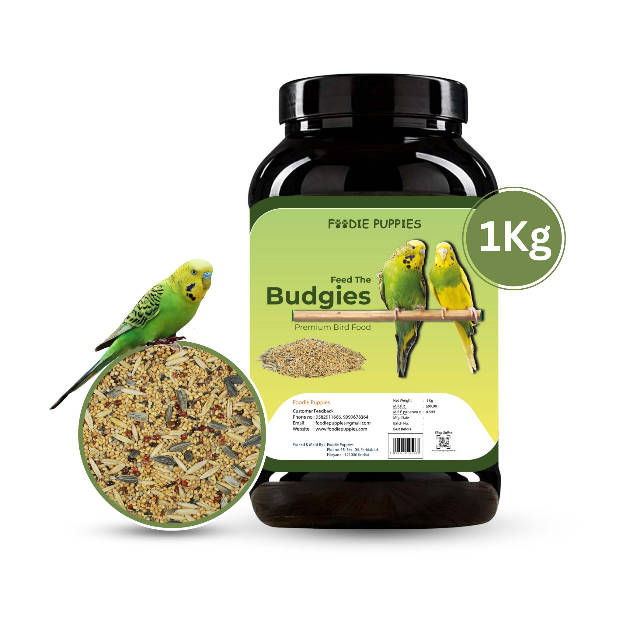 View of Budgies Mix Seeds - 1Kg | Premium Seeds for Birds – Foodie Puppies
