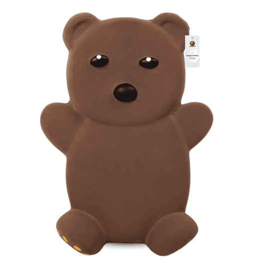 Brown Flat Beer Latex Dog Squeaky Chew Toy (12cm) for Small Dogs and Puppies