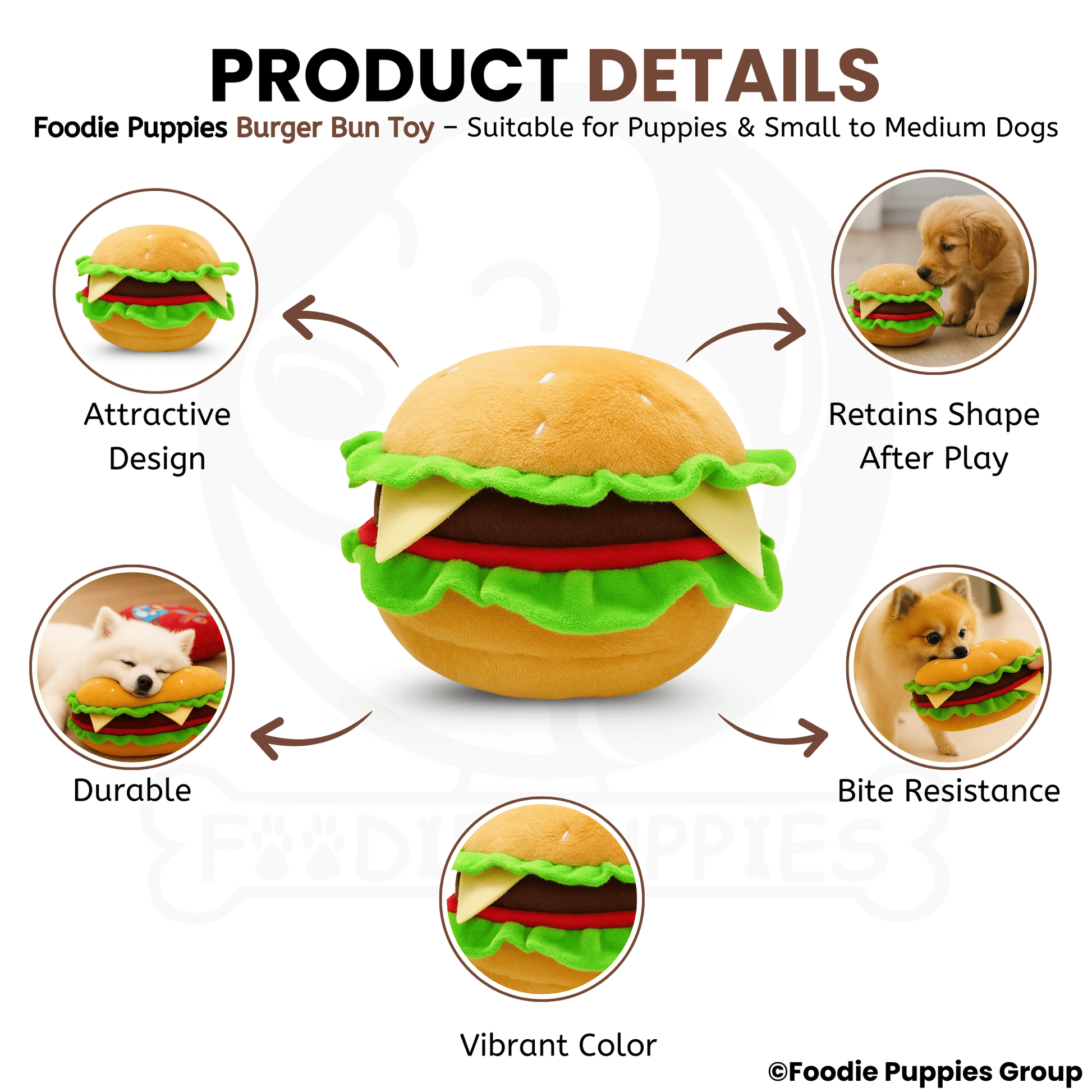 BurgerBun Dog Chew Toy