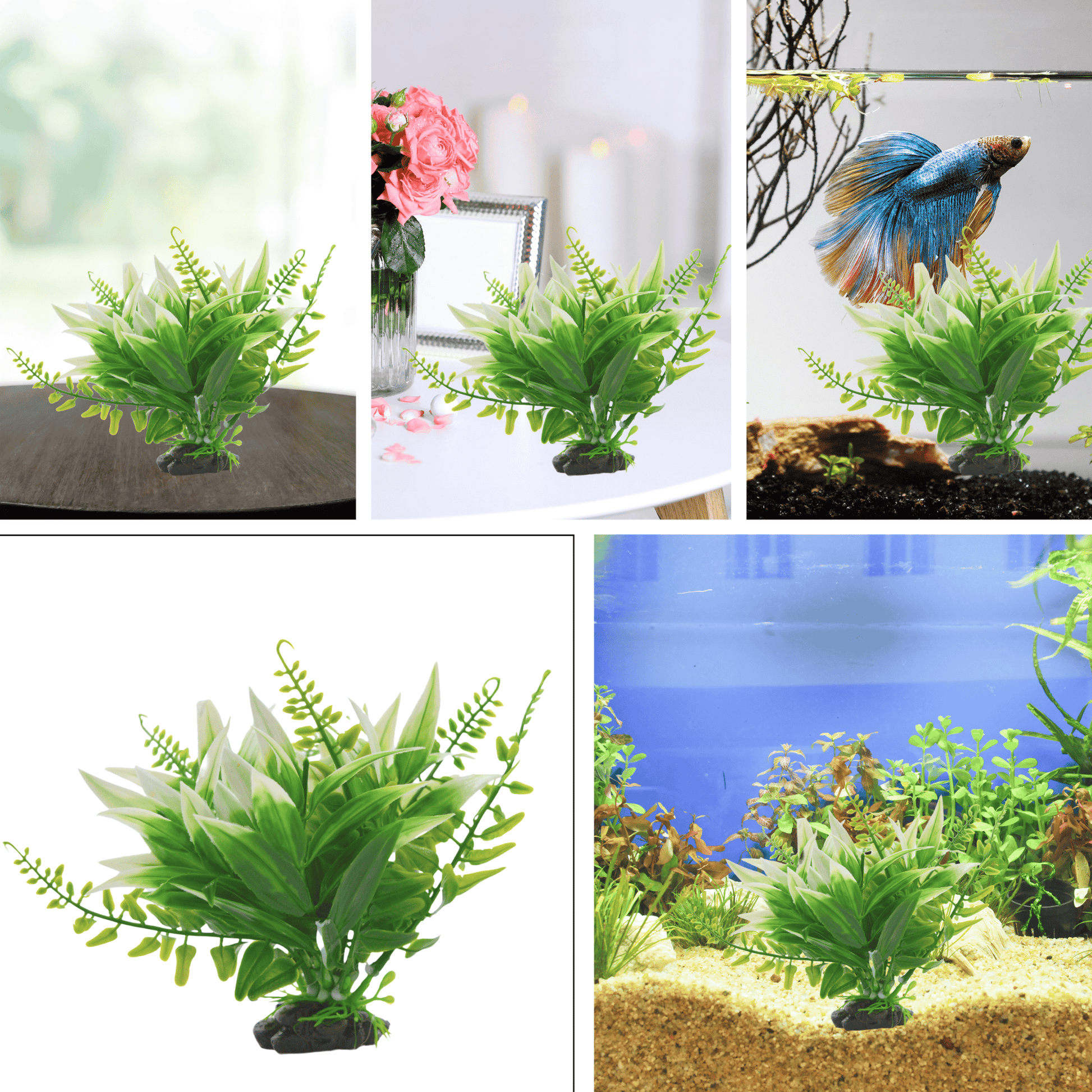 Cabomba Plastic Plants for Aquarium with Resin Base Decorative Ornament Accessories