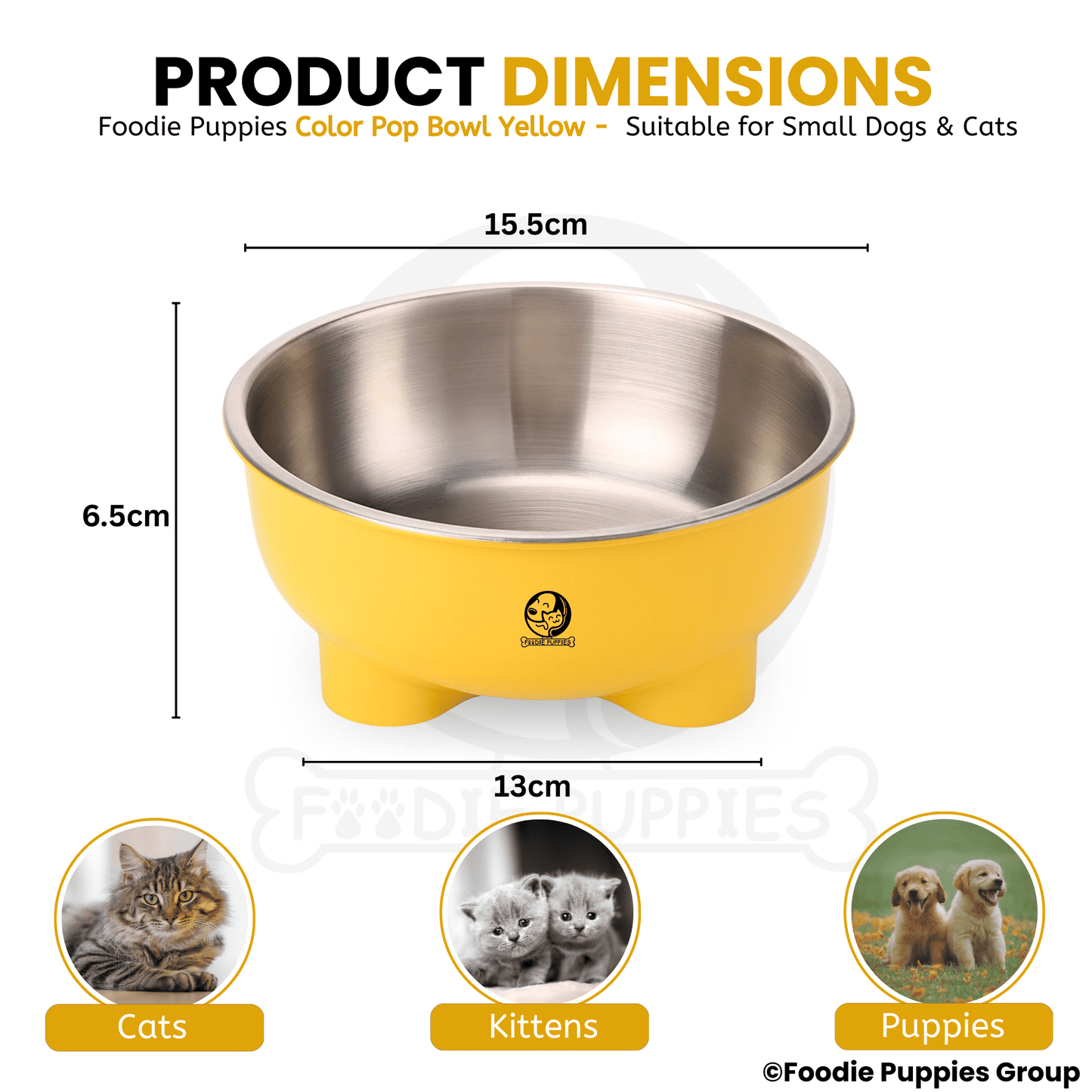 Steel Material Elevated Yellow Bowl For Cat & Kitten 